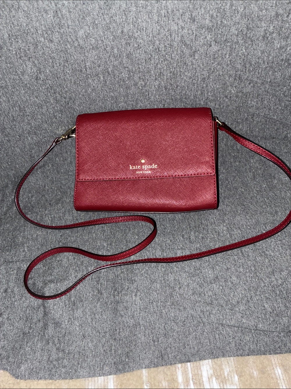 kate spade burgundy saffiano crossbody bag